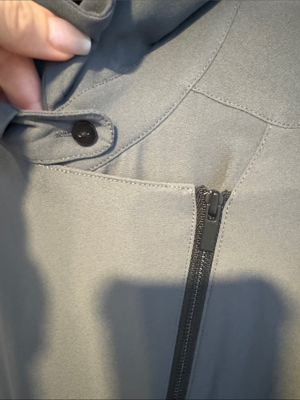 The Kooples Charcoal Gray Asymmetrical Zip Shirt size Medium. - Picture 3 of 5